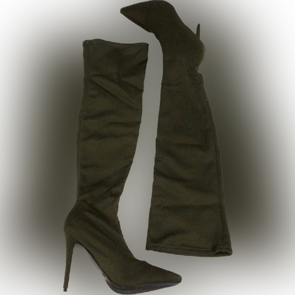Anne Michelle Dedicate-57M Thigh Hi Olive Boots size 8